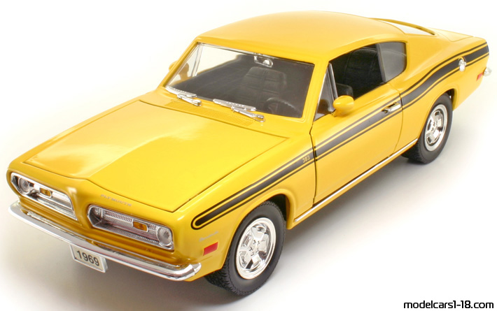 1969 - Plymouth Barracuda 383 Road Signature 1/18 (Yellow / Schwarz) Vorne linke Seite