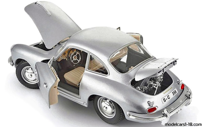 1961 - Porsche 356 B Bburago 1/18 (Silber) Zu öffnende Teile