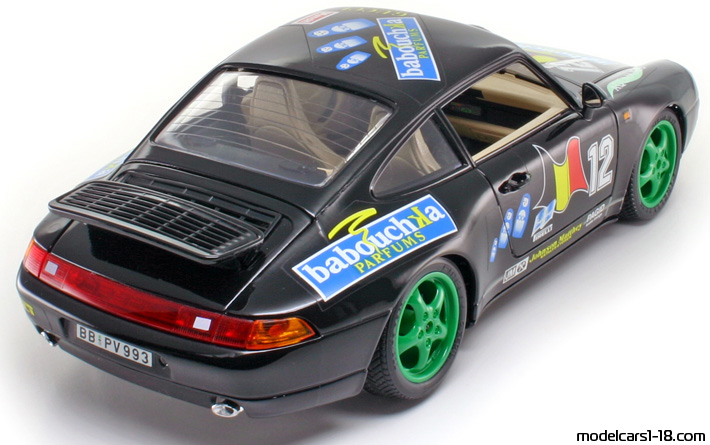 1994 - Porsche 911 Cup 3.8 (993) Bburago 1/18 (Schwarz) Hinten rechte seite