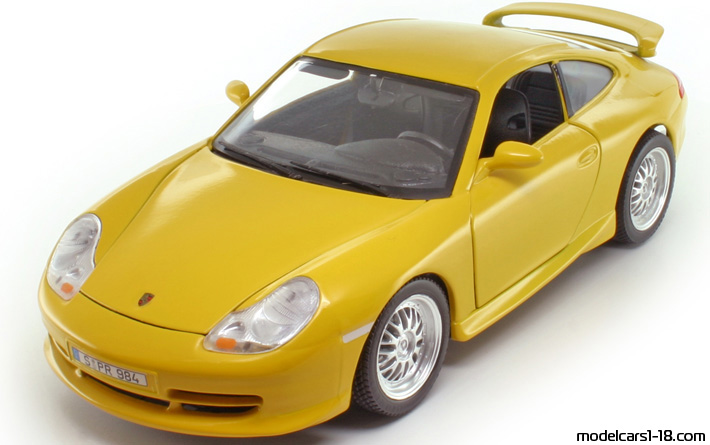 1997 - Porsche 911 GT3 (996) Bburago 1/18 (Gelb) Vorne linke Seite