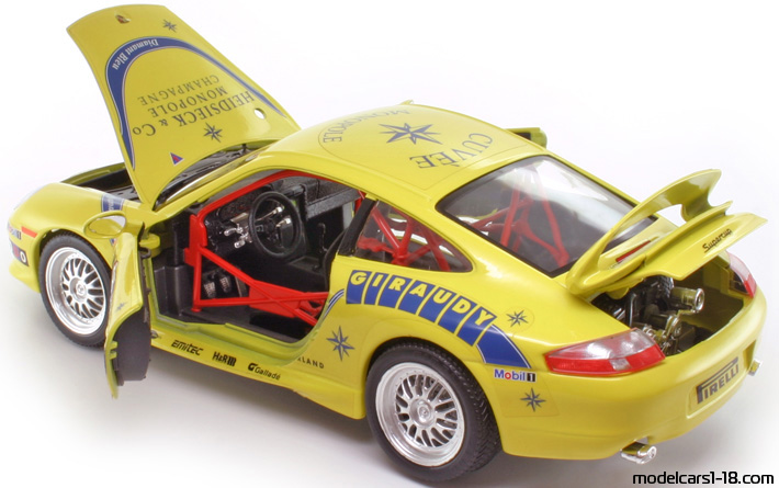 1997 - Porsche 911 GT3 Cup (996) Bburago 1/18 (Gelb / Blau) Zu öffnende Teile