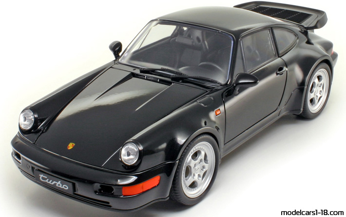 1992 - Porsche 911 Turbo (964) Welly 1/18 (Schwarz) Vorne linke Seite