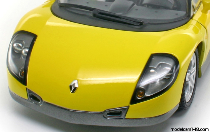 1996 - Renault Sport Spider Anson 1/18 (Gelb / Grau) Kofferraum / Klappbare Scheinwerfer