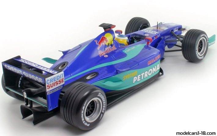2002 - Sauber Petronas C21 Minichamps 1/18 (Blau / Grün) Hinten rechte seite