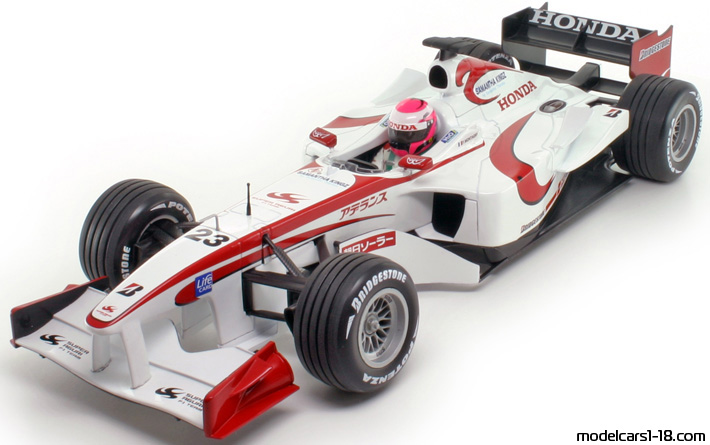 2006 - Super Aguri Honda SA05 Launch Version Minichamps 1/18 (Weiß / Rot) Vorne linke Seite
