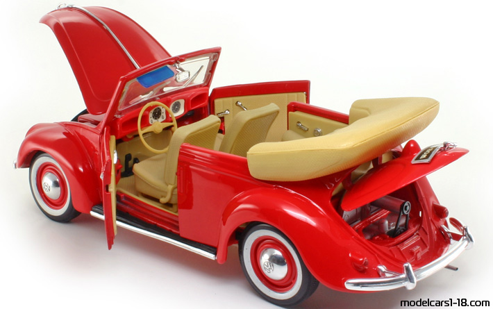 1951 - Volkswagen Beetle (Kaefer) Maisto 1/18 (Rot) Zu öffnende Teile