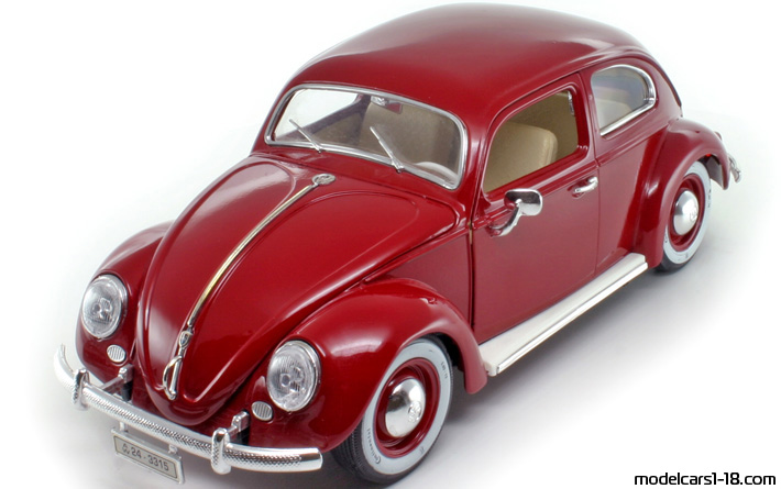 1955 - Volkswagen Beetle (Kaefer) Bburago 1/18 (Red) Vorne linke Seite