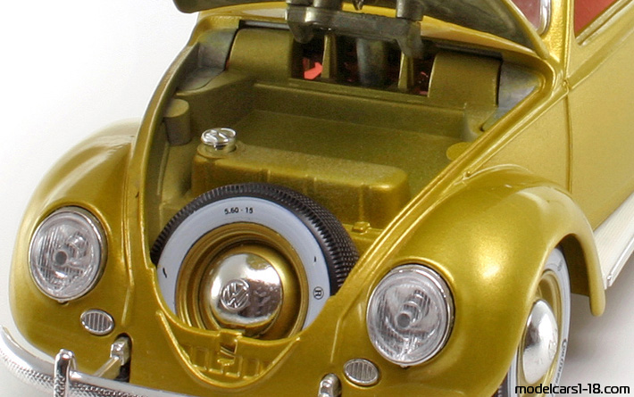 1955 - Volkswagen Beetle (Kaefer) Bburago 1/18 (Gelb) Kofferraum / Klappbare Scheinwerfer