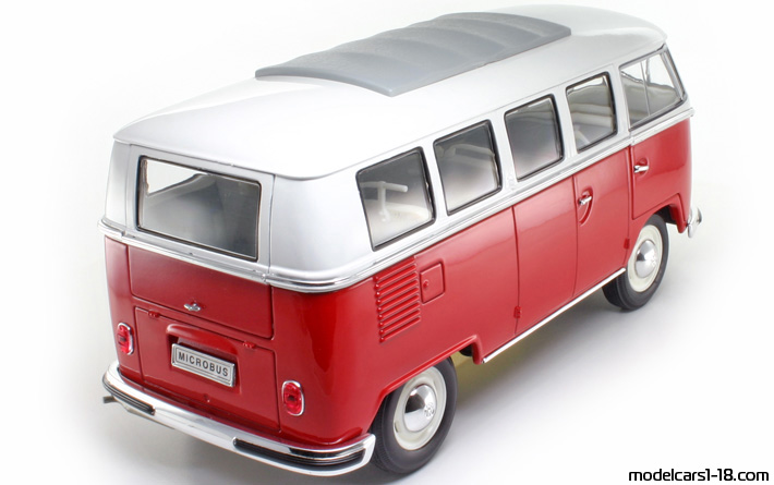 1962 - Volkswagen Microbus Welly 1/18 (Rot / Weiß) Hinten rechte seite