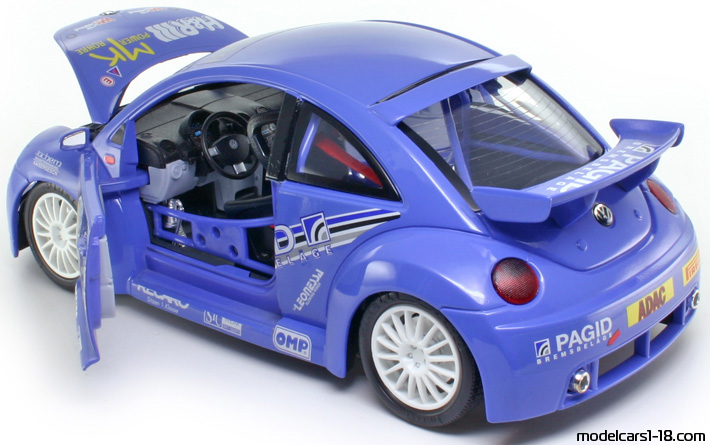 2000 - Volkswagen New Beetle RSI Cup Bburago 1/18 (Blau / Gelb) Zu öffnende Teile