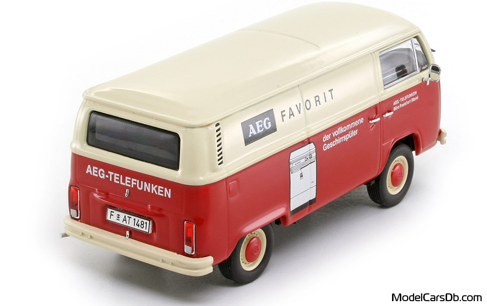 1971 - Volkswagen T2b Bus Schuco 1/43 (Rot / Weiß) Hinten rechte seite