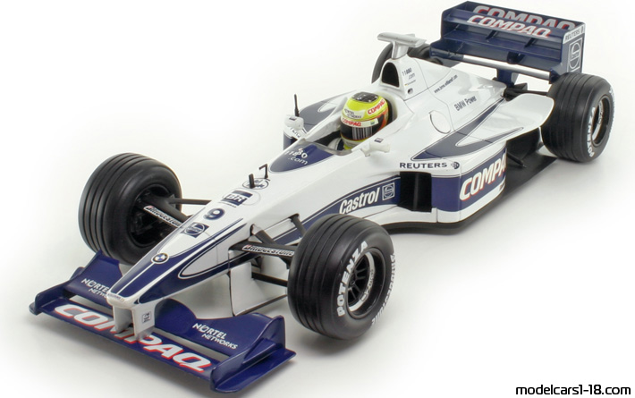 2000 - Williams BMW FW22 Launch Version (FW21) Hot Wheels 1/18 (Weiß / Blau) Vorne linke Seite