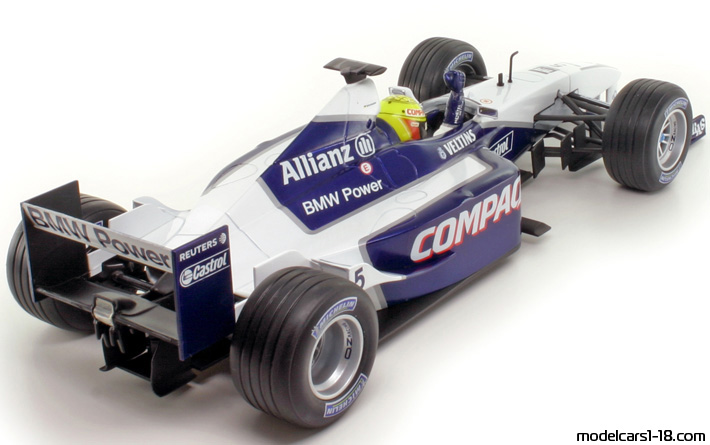 2001 - Williams BMW FW23 Hot Wheels 1/18 (Weiß / Blau) Hinten rechte seite