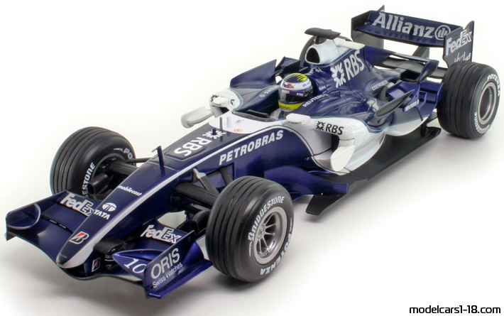 2006 - Williams Cosworth FW28 Hot Wheels 1/18 (Blau / Weiß) Vorne linke Seite