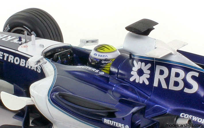 2006 - Williams Cosworth FW28 Hot Wheels 1/18 (Blau / Weiß) Innenraum Armaturenbrett