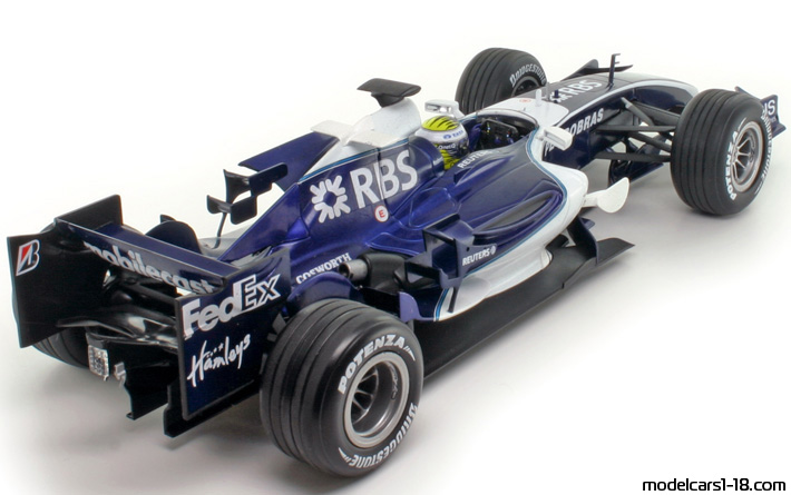 2006 - Williams Cosworth FW28 Hot Wheels 1/18 (Blau / Weiß) Hinten rechte seite
