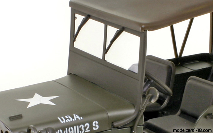 1942 - Willys Jeep UT 1/18 (Braun) Kofferraum / Klappbare Scheinwerfer