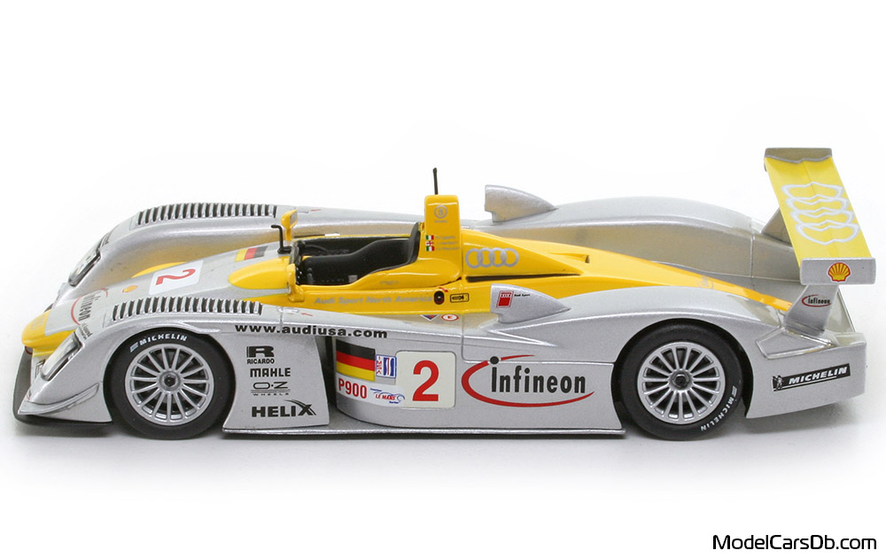 2002 - Audi R8 Minichamps 1/43 (Silver / Yellow) Side