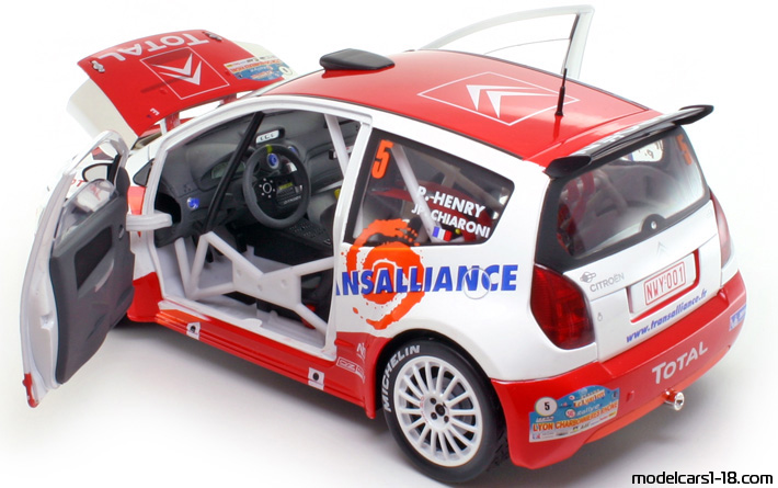 2004 - Citroen C2 Super 1600 Solido 1/18 (Rot / Weiß) Zu öffnende Teile