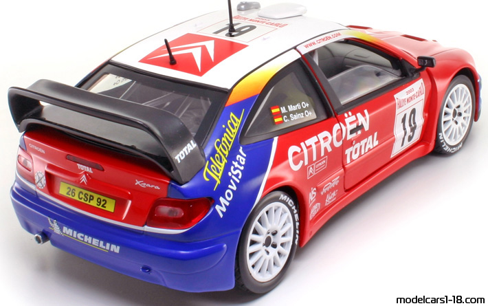 2003 - Citroen Xsara T4 WRC Solido 1/18 (Rot / Weiß) Hinten rechte seite