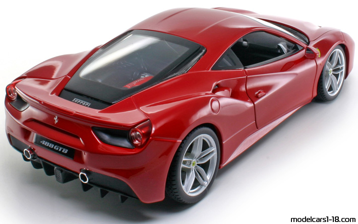 2015 - Ferrari 488 GTB Bburago 1/18 (Rot) Hinten rechte seite