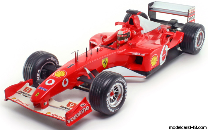 2002 - Ferrari F2002 Hot Wheels 1/18 (Red / White) Front left side