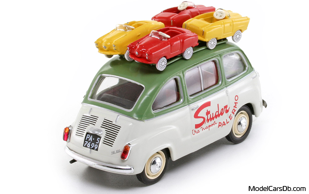 1959 - Fiat 600 Multipla-Studer Altaya 1/43 (Weiß / Grün) Hinten rechte seite
