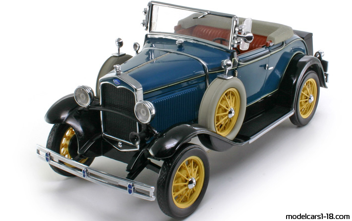 1931 - Ford Roadster (Model A) Motor City Classic 1/18 (Blue / Schwarz) Vorne linke Seite