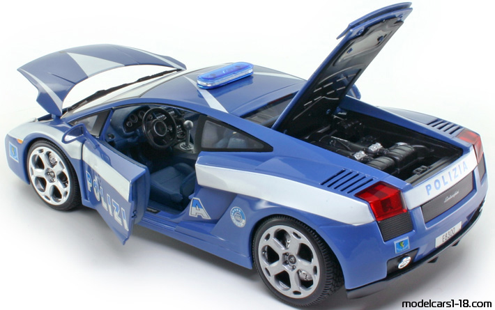 2002 - Lamborghini Gallardo Polizia Maisto 1/18 (Blau / Weiß) Zu öffnende Teile