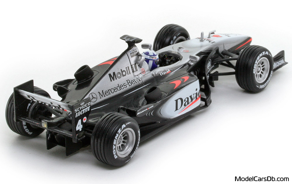2001 - McLaren Mercedes MP4-16 Hot Wheels 1/43 (Light Silver / Black) Rear right side