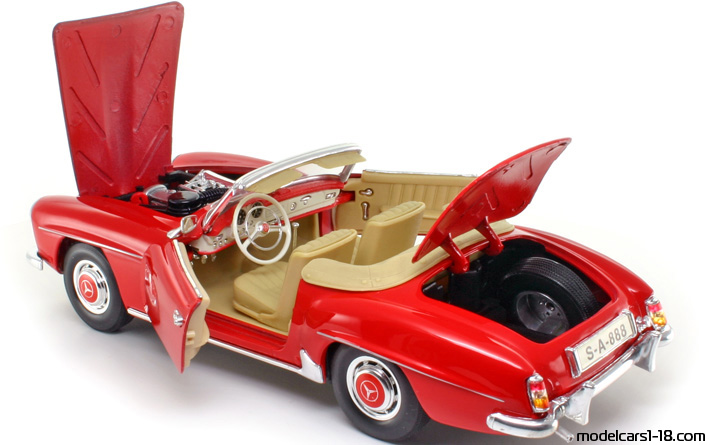 1955 - Mercedes 190 SL (R121) Maisto 1/18 (Rot) Zu öffnende Teile
