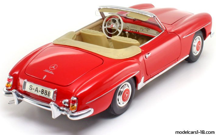 1955 - Mercedes 190 SL (R121) Maisto 1/18 (Rot) Hinten rechte seite