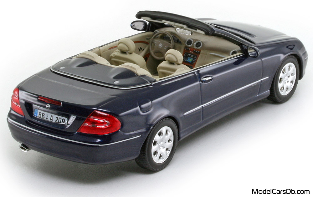 2003 - Mercedes CLK 320 Cabriolet (A209) Minichamps 1/43 (Синий) Задняя правая сторона