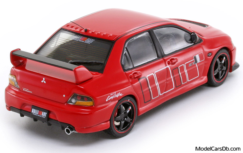 2005 - Mitsubishi Lancer EVO IX AutoArt 1/43 (Rot) Hinten rechte seite