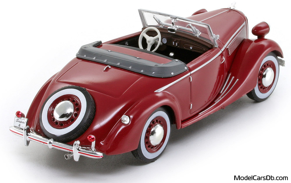 1937 - Opel Super 6 Cabriolet Altaya 1/43 (Kрасный) Задняя правая сторона