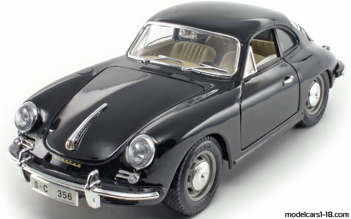1961 - Porsche 356 B Bburago 1/18 (Black) Vorne linke Seite