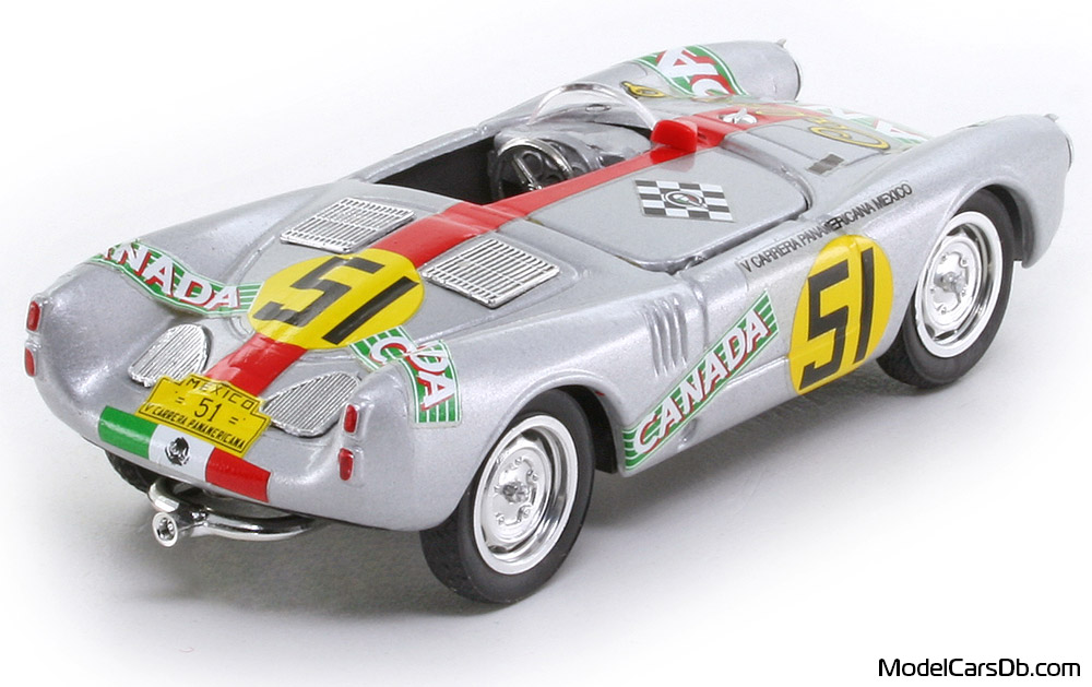 1954 - Porsche 550 RS Brumm 1/43 (Silber / Rot) Hinten rechte seite