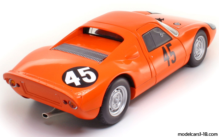1964 - Porsche 904 Carrera GTS Minichamps 1/18 (Оранжев / Черен) Задна дясна страна