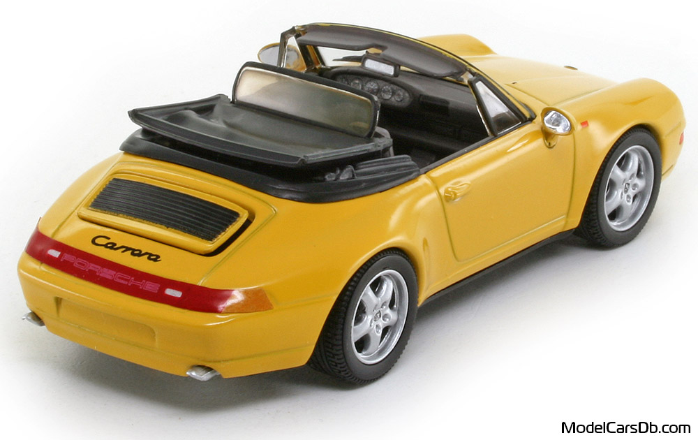 1994 - Porsche 911 Carrera Cabriolet (993) Minichamps 1/43 (Жълт) Задна дясна страна