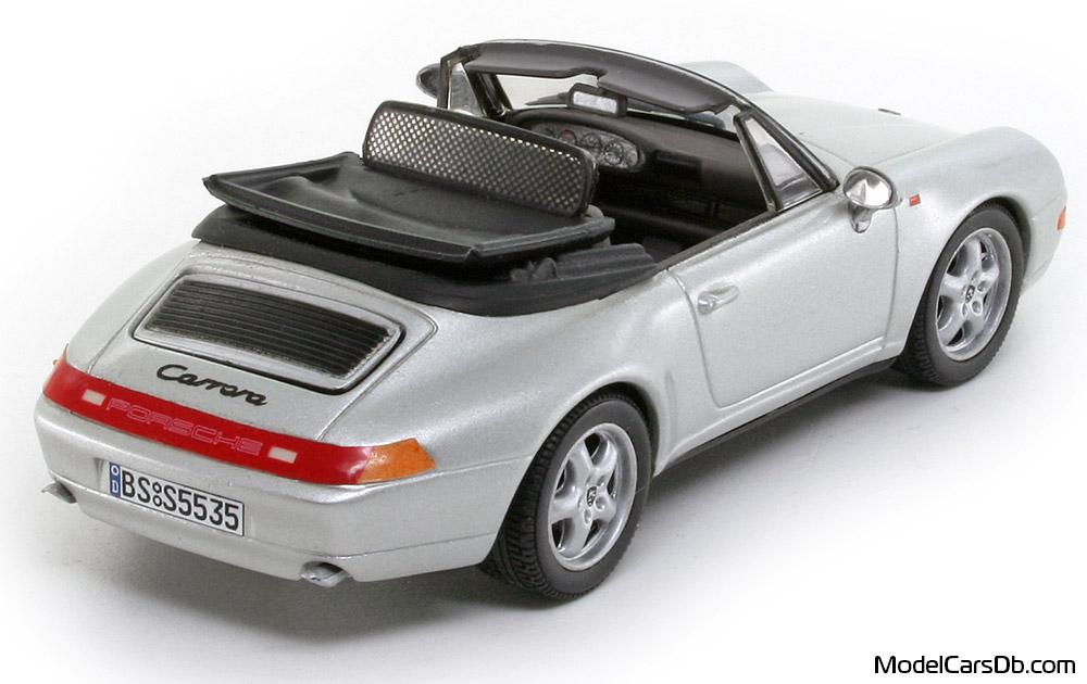 1994 - Porsche 911 Carrera Cabriolet (993) Minichamps 1/43 (Сребрист) Задна дясна страна