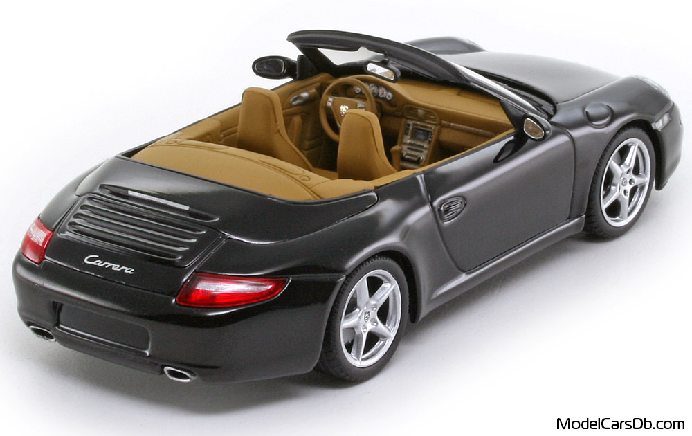 2005 - Porsche 911 Carrera Cabriolet (997) Minichamps 1/43 (Schwarz) Hinten rechte seite