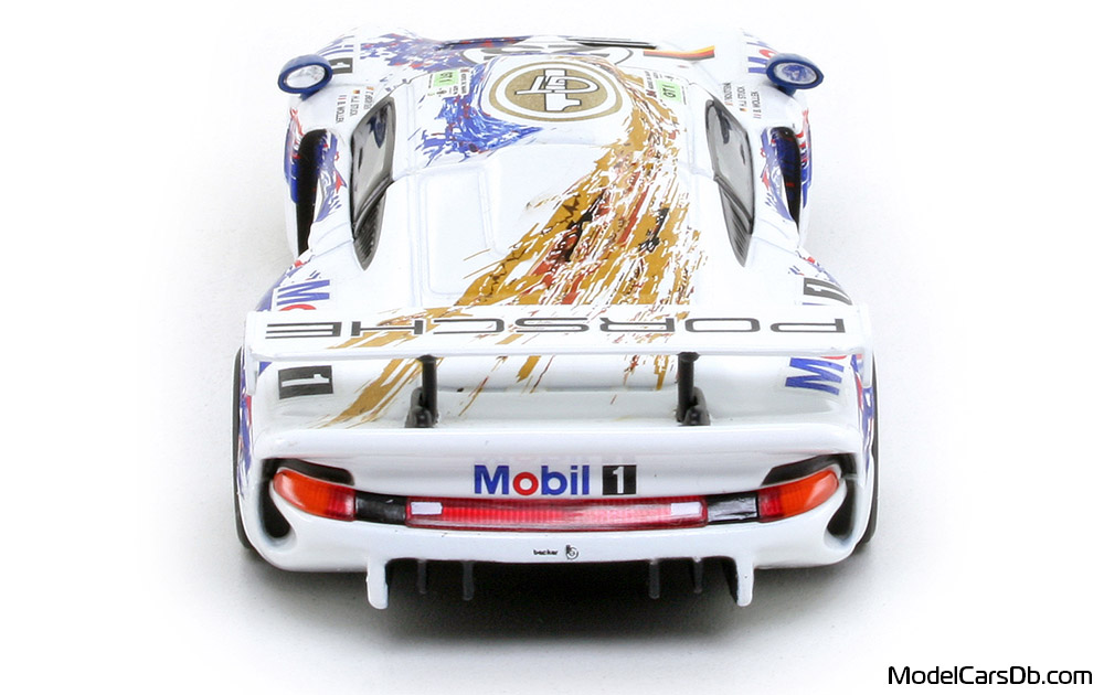 1996 - Porsche 911 GT1 Minichamps 1/43 (White / Blue) Rear end