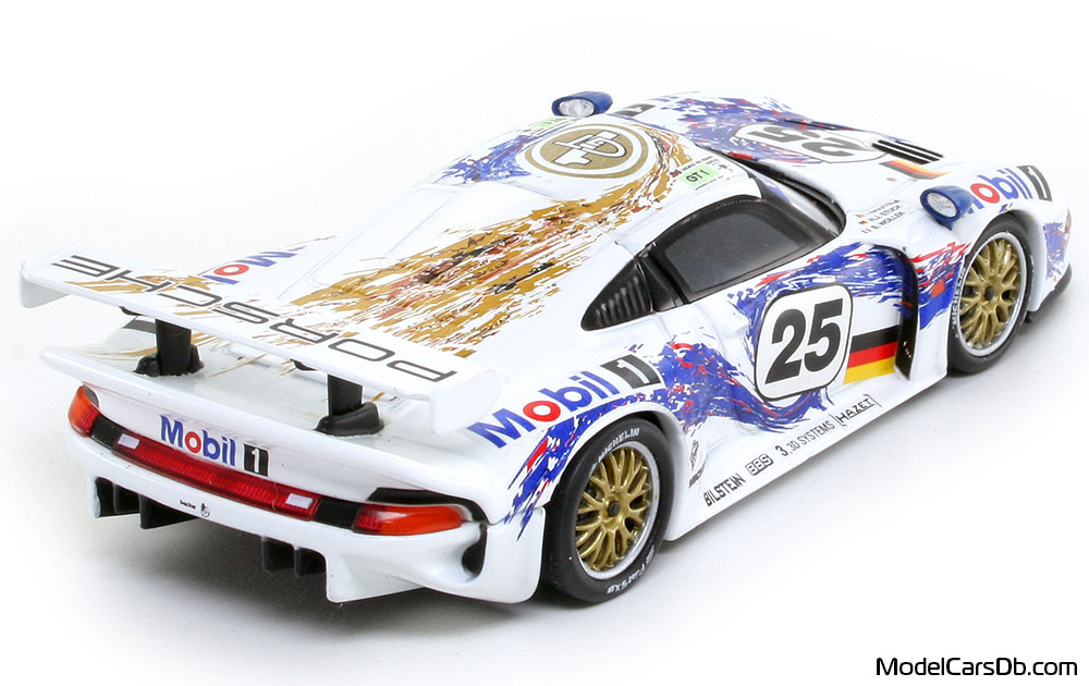 1996 - Porsche 911 GT1 Minichamps 1/43 (White / Blue) Rear right side