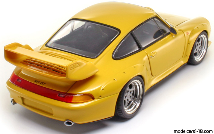 1995 - Porsche 911 GT2 (993) UT 1/18 (Жёлтый) Задняя правая сторона