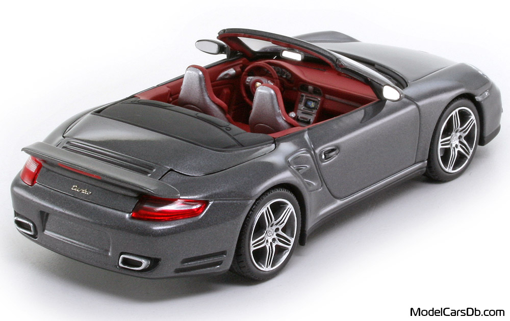 2007 - Porsche 911 Turbo Cabriolet (997) Minichamps 1/43 (Grau) Hinten rechte seite