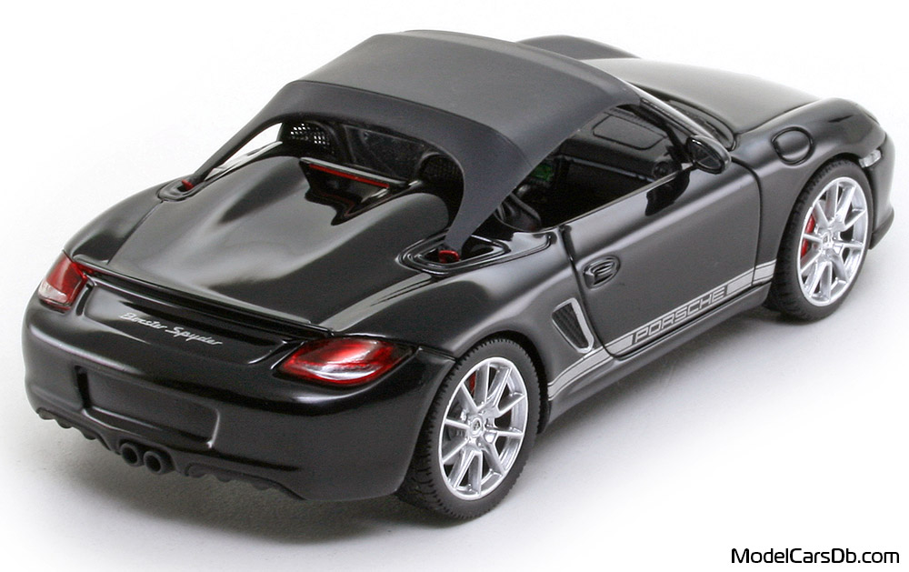 2010 - Porsche Boxster Spyder (987) Minichamps 1/43 (Schwarz / Grau) Hinten rechte seite