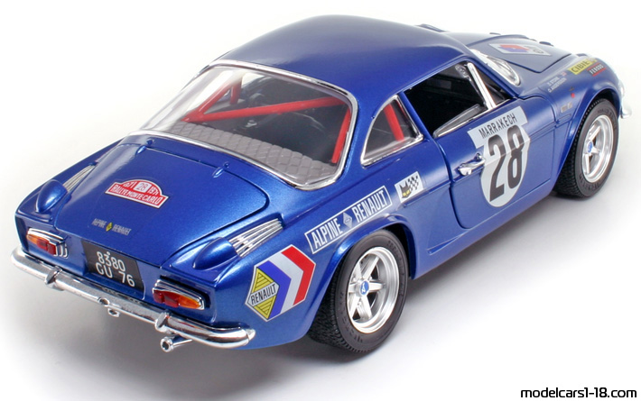 1971 - Renault Alpine A110 1600S Bburago 1/16 (Blau / Weiß) Hinten rechte seite