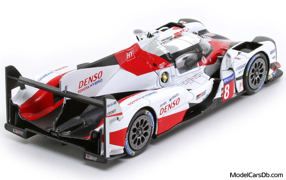 2017 - Toyota TS050 Hybrid Hachette 1/43 (Белый / Kрасный) Задняя правая сторона