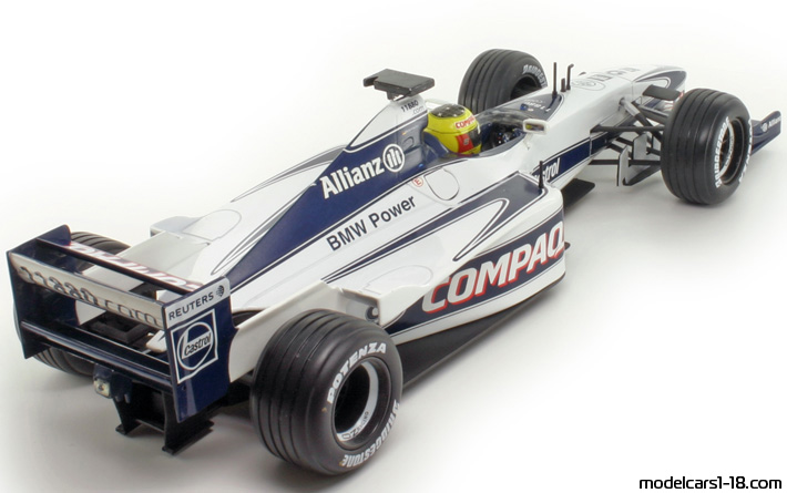 2000 - Williams BMW FW22 Hot Wheels 1/18 (Weiß / Blau) Hinten rechte seite