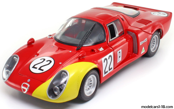 1968 - Alfa Romeo 33.2 Daytona Ricko 1/18 (Red / Жёлтый) Передняя левая сторона